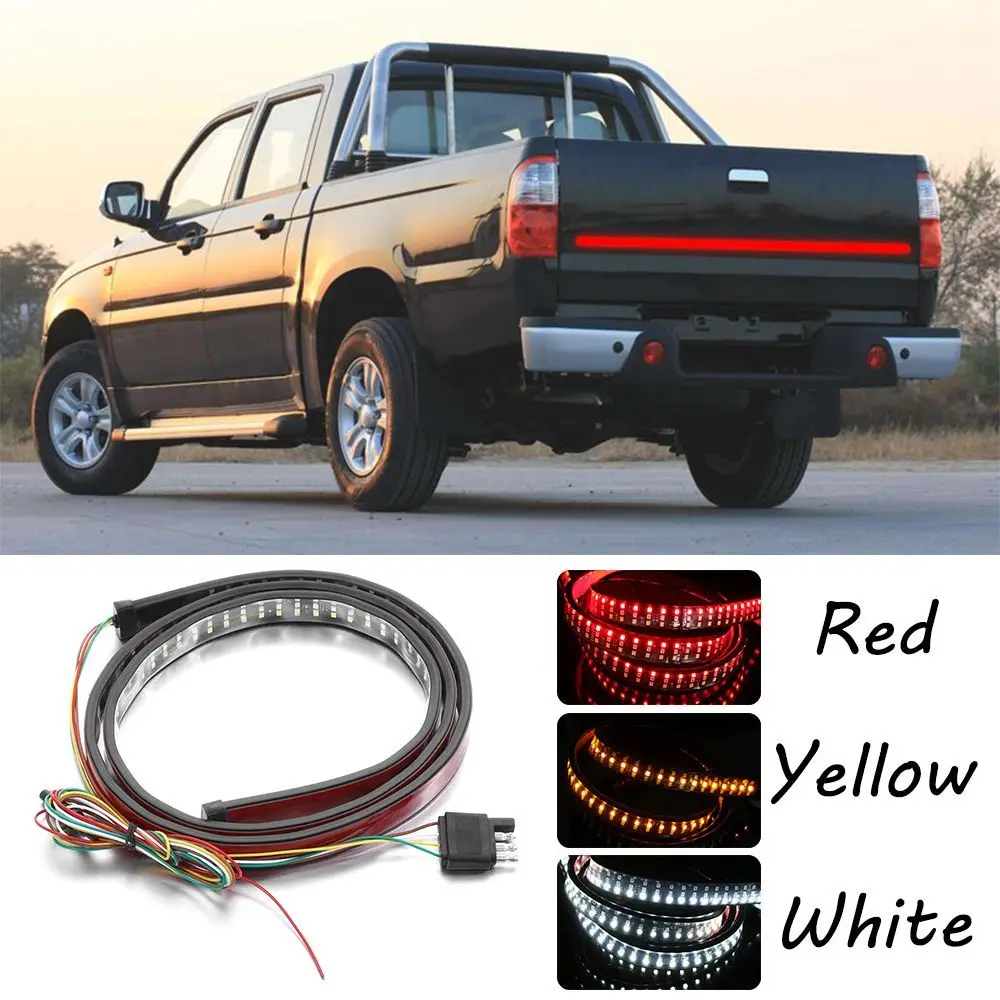 

60" Triple Row DRL Sequential Flowing Turn Signal Reverse Brake Lamp Pickup Truck Tailgate Light Bar LED Strip