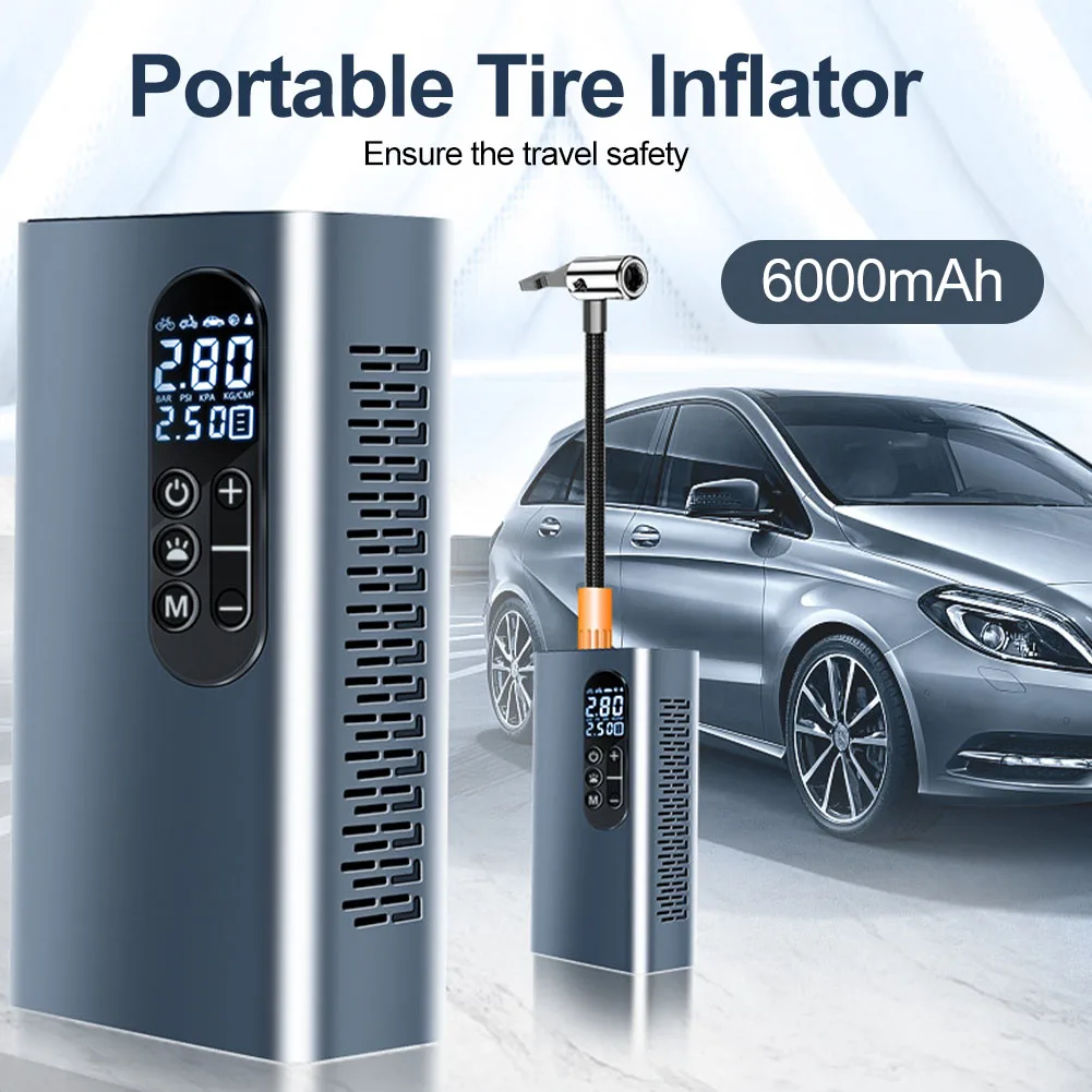 

12V 150PSI 6000mAh Portable Car Air Compressor Electric Wireless/Wired Car Air Pump Tire Inflator Pump For Cars Motorcycle Bikes