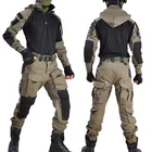 Тактические боевые костюмы, тактическая рубашка, обновленная камуфляжная армейская униформа для страйкбола в стиле милитари, пальто, брюки-карго, охотничий костюм с 4 водонепроницаемыми подушечками