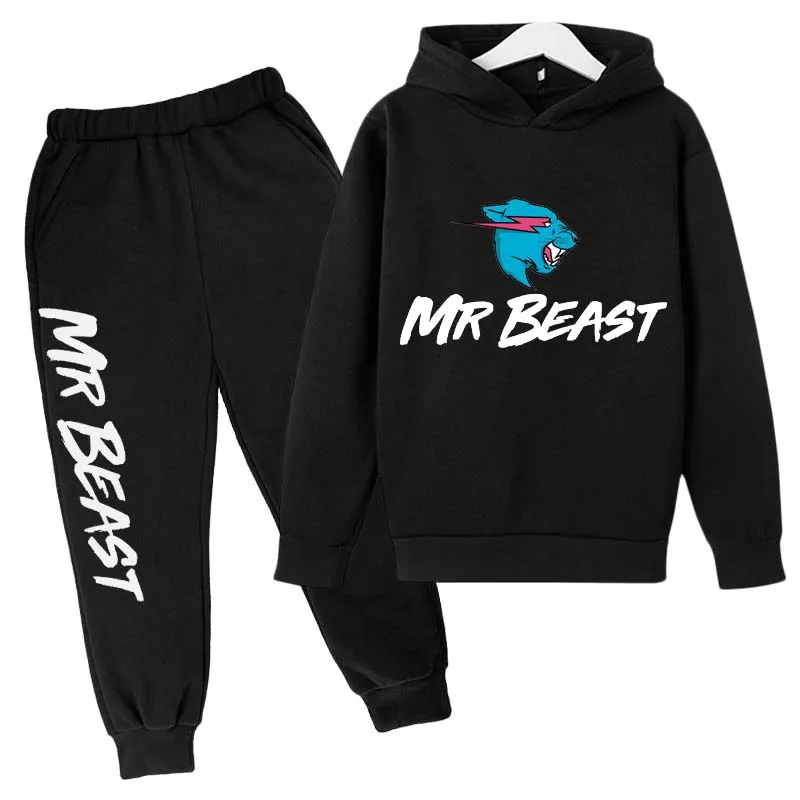 

Boys Mr Beast Print Spring Autumn Fashion Hoodie+Pants Tracksuit 4-14 Years Kids Pullover Sportswear Children Clothes