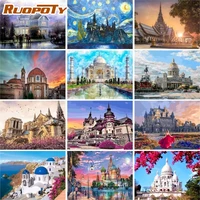 ruopoty 60x75cm painting by numbers castle landscape handmade canvas painting scenery diy coloring by numbers artwork home decor