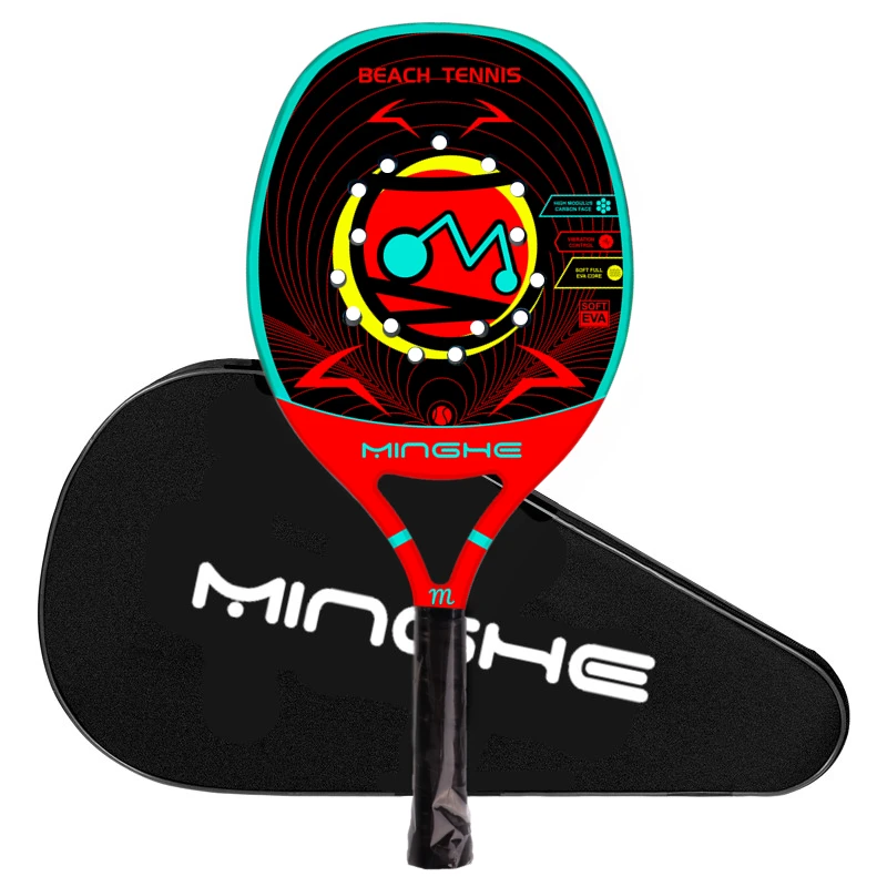 

Пляжная ракетка из углеродного волокна MINGHE, модель ракетки 4 Red M head series с рюкзаком для начинающих