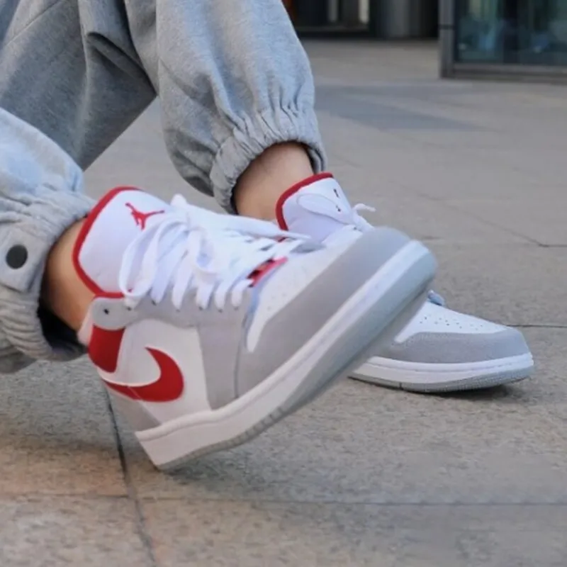 Jordan Air 1 SE Модные низкие шорты Мужские и женские модели серый белый красный