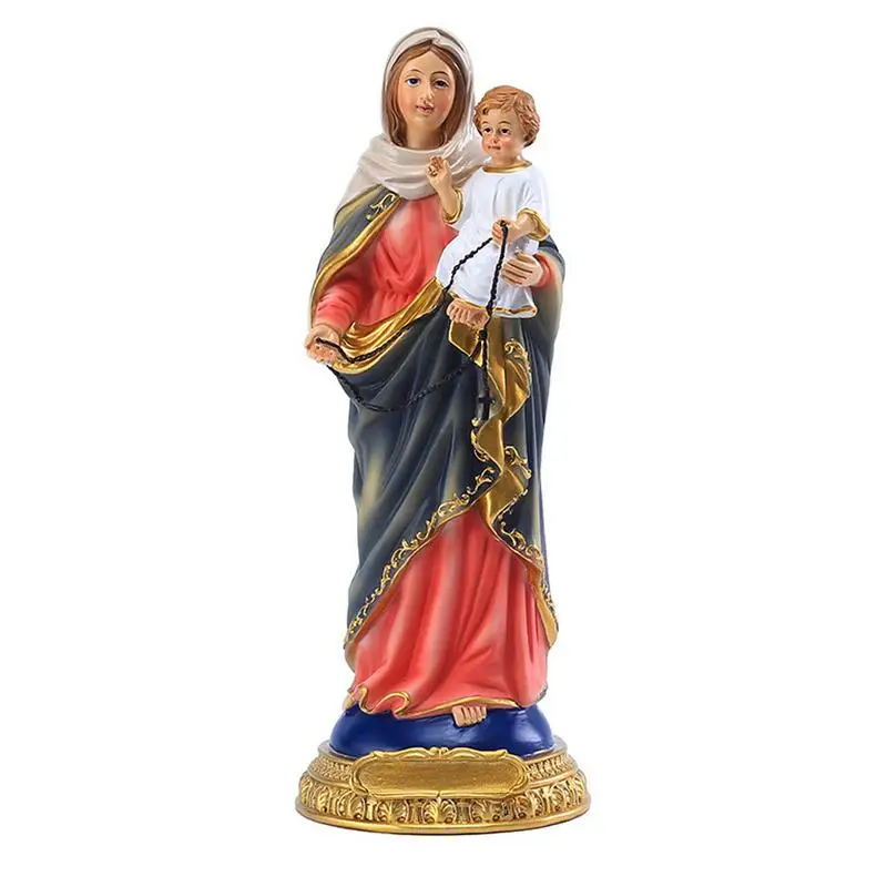 

Домашняя настольная фигурка религиозной тематики, Дева Мария, держит малыша, Иисуса, пасхальное украшение, подарки, рождественские фигурки, украшения из смолы для