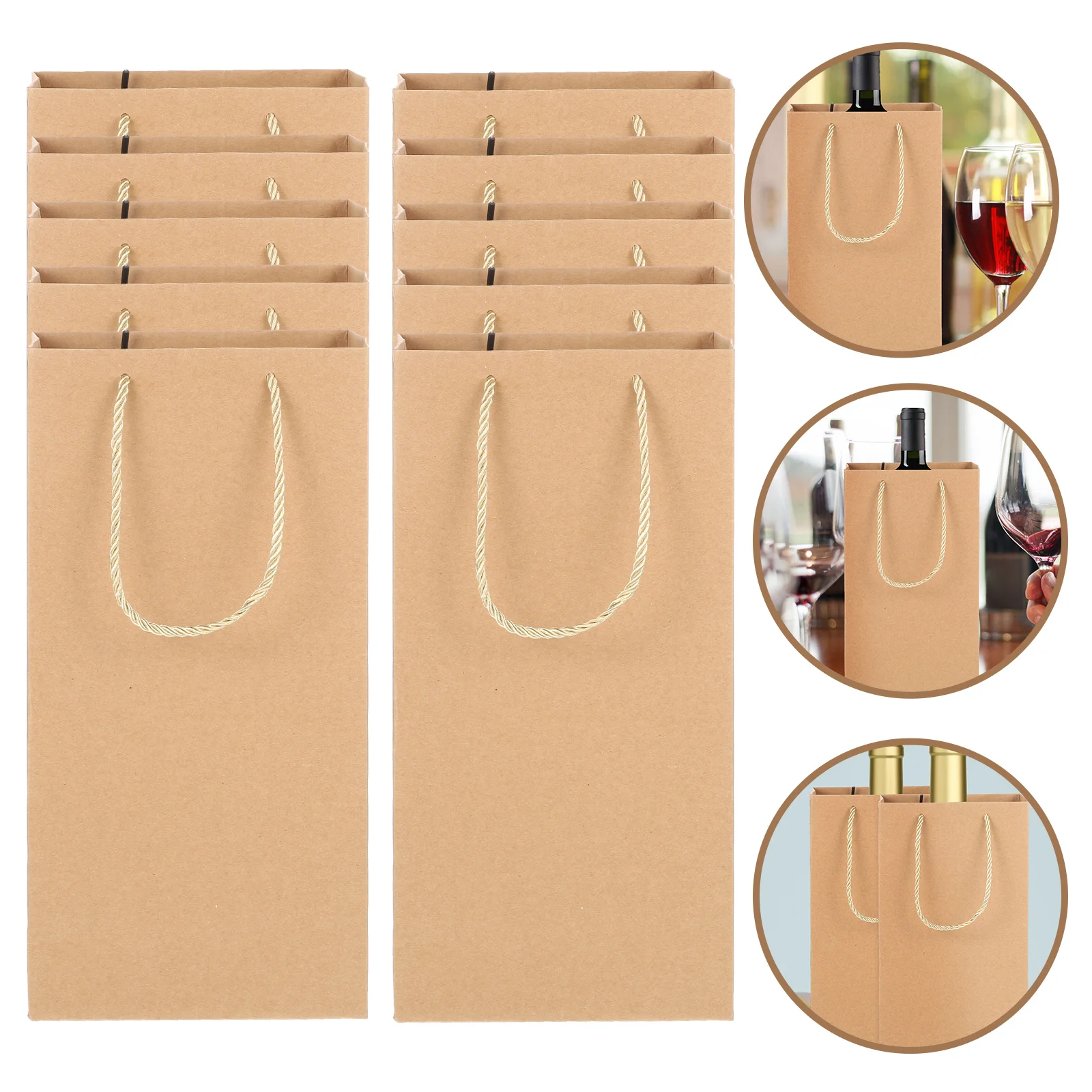 

10Pcs Handheld Portable Convenient Paper Gift Bags Gift Bags Bottle Holder Bags for Packing Gift Party