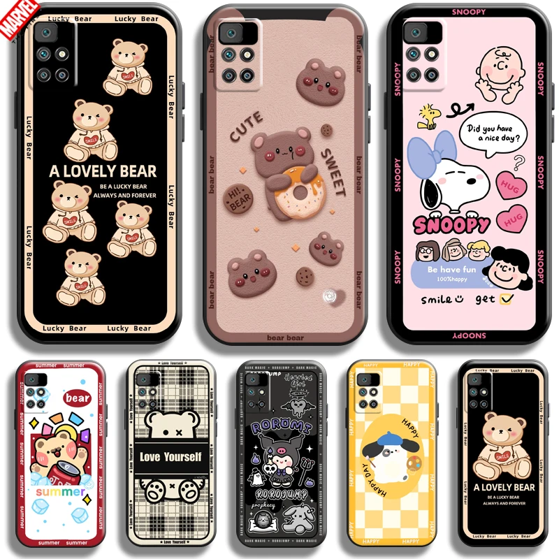 

Cute Cartoon Bear For Xiaomi Redmi 10 Phone Case Redmi 10 Silicone Cover Back Black Carcasa Soft Funda