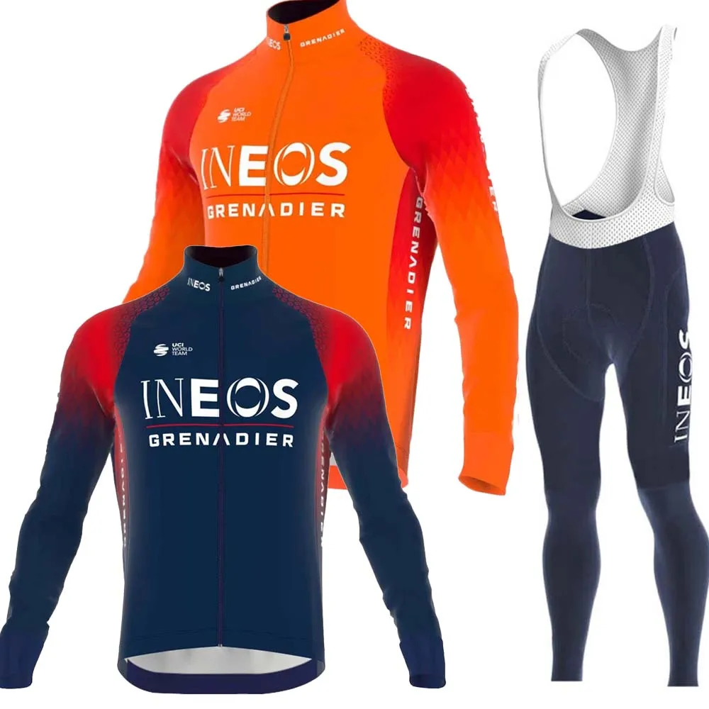 

2022 Blue Orange Ineos Grenadier Team Cycling Jersey Set Mens Long Sleeve Clothing Road Bike Suit Pants Bib MTB Maillot Culotte