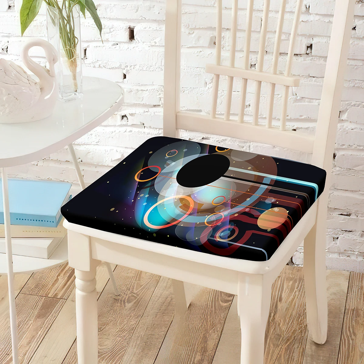 

Colorful Circle Line Printed Chair Cushion Memory Foam Seat Cushions Washable Coat Comfort Chairs Pad for Dining Room Home Decor