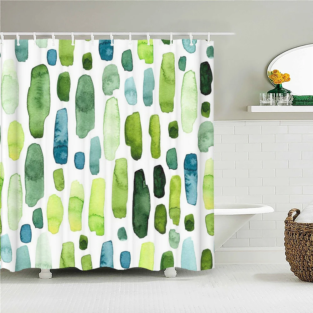 

Flowers and Leaves Plant Print Shower Creative Fresh Curtain Modern Simple Bathroom Waterproof Curtain Bathtub Screen Banheiro