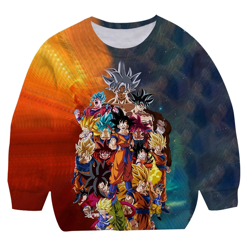 

Goku Anime Harajuku Sweatshirt Casual Boys Gilrs Kids Fashion Super Dragon-Ball Z Sweatshirts 3D Printed Streetwear Kids Clothe