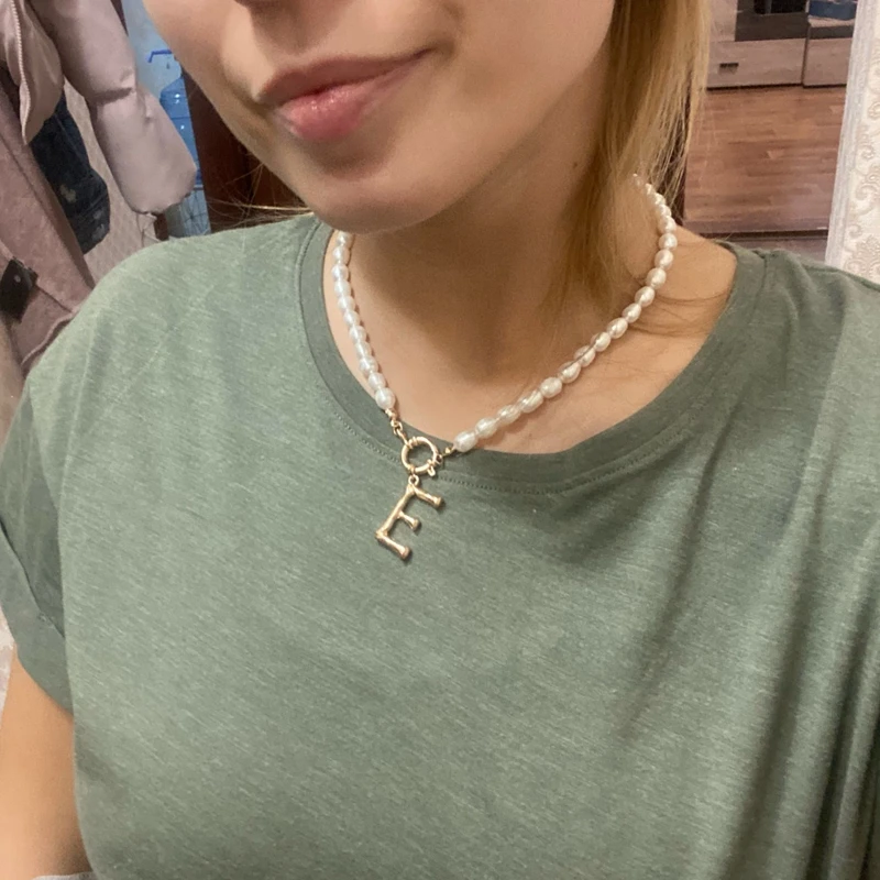 Ожерелье-чокер с имитацией жемчуга подвеска в виде Большой бамбуковой буквы