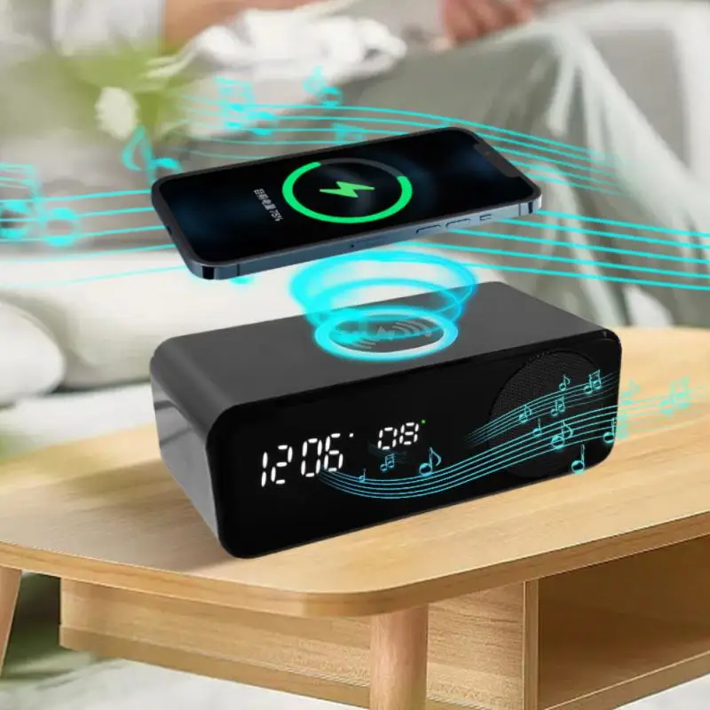 

W26 Wireless Bluetooth Speaker With FM Radio Mini Portable Card Mirror Alarm Clock Sound Dual Alarm Clock Settings For All Phone