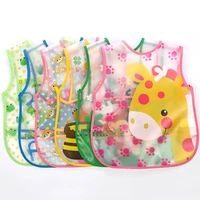 1pcs cute cartoon pattern eva waterproof kids rice apron baby rice pockets baby feeding cloth baby bibs vest style