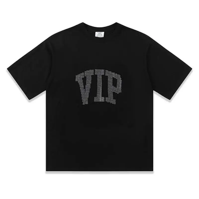 

New Flash Drilling VIP Vetements T-Shirt Men Women Embroidery Tags Tee VTM Short Sleeve T Shirt harajuku