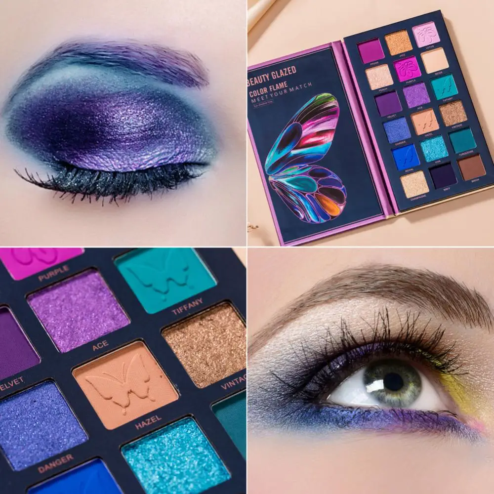 

Beauty Glazed 12/18-colors Pearlescent Matte Eyeshadow Plate High Pigmented Fine Smooth Silky Powder Natural Lasting Eyes Makeup