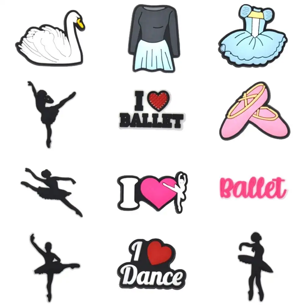 

Wholesale 1pcs PVC Shoe Accessories for Crocs Charms Dancer Ballet Badge Women Clogs Buckle Kids Pin Decoration Jeans X-mas Gift