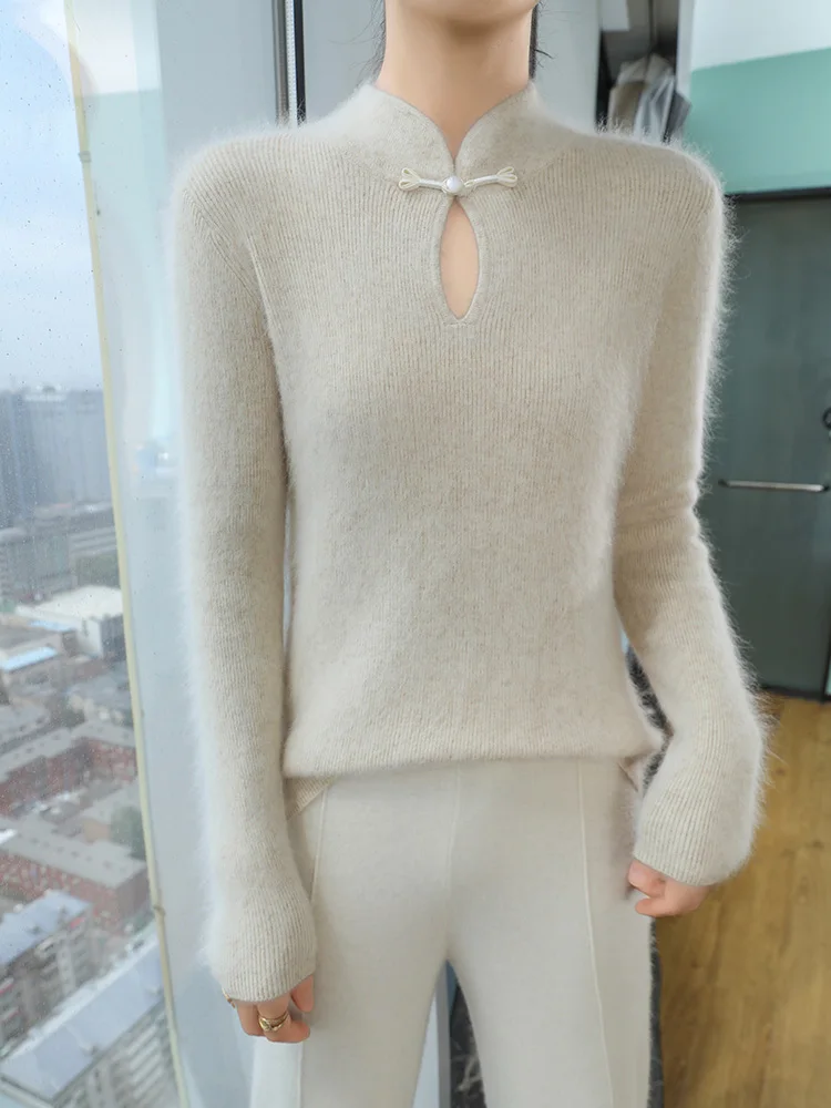Новинка Осень-Зима Женская одежда 100% норковый кашемировый вязаный пуловер с