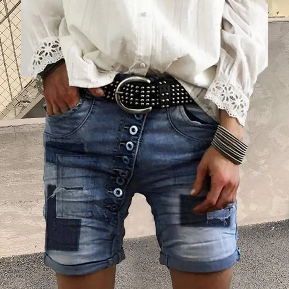 

Pocket Women's Cycling/Sports/Denim Shorts Spliced Design All Match Summer Streetwear Jeans Denim Short for Daily Life