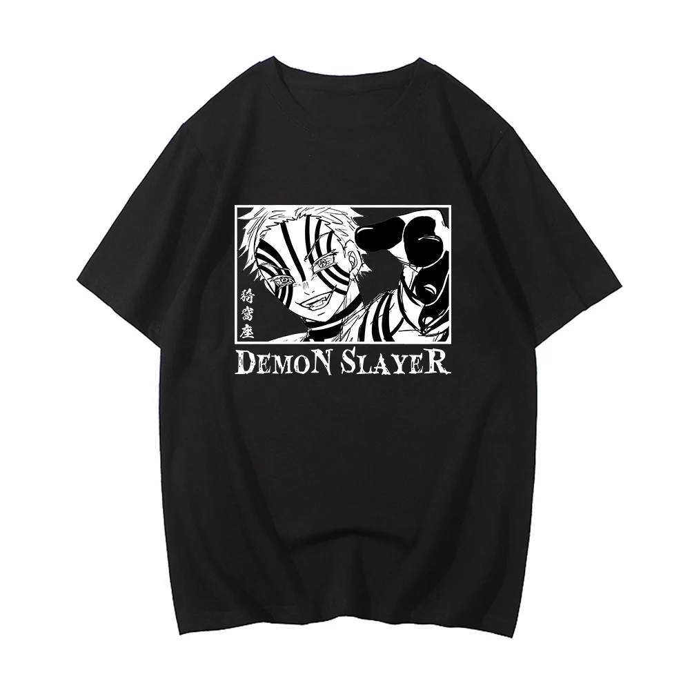 

Demon Slayer Tshirt Akaza shirt 100% Cotton Tees Mens Summer Casual Tops Kimetsu no Yaiba T-shirt Anime Printing Tee-shirt Male