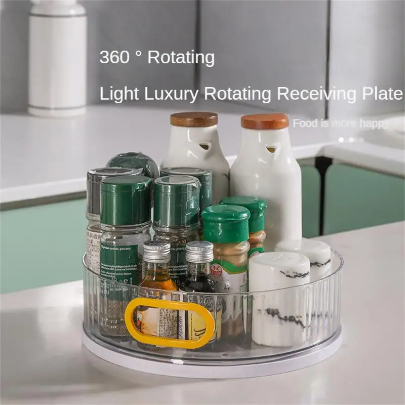 

Rotary Seasoning Rack Light Luxury Rotary Receiving Plate Countertop Finishing Rack Transparent Storage Rack