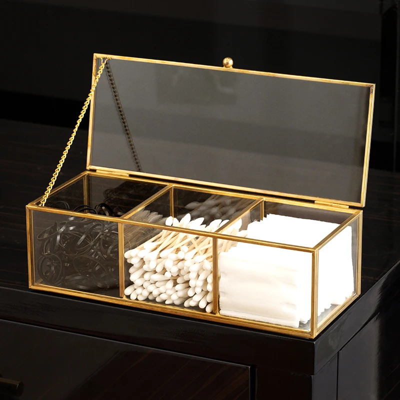 

Коробка для хранения косметики из хлопка, Пылезащитная стеклянная коробка для ватных палочек, прозрачная настольная коробка для хранения к...