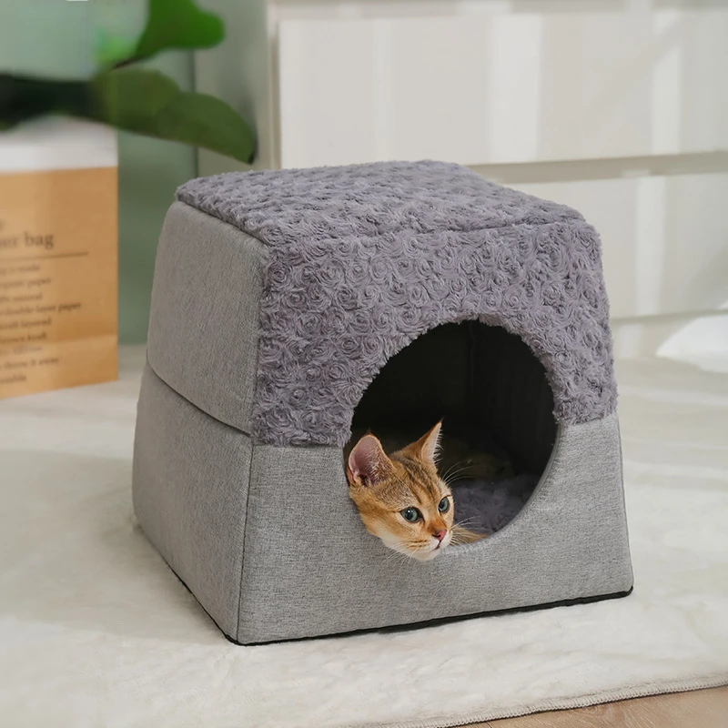 

Cat Bed House Soft Plush Kennel Puppy Cushion Small Dogs Cats Nest Winter Warm Sleeping Pet Dog Bed Pet Mat Supplies