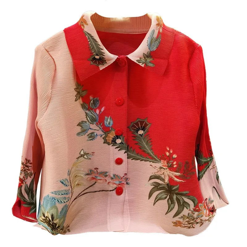 Плиссированная рубашка Miyake темпераментный дизайн для поездок на работу