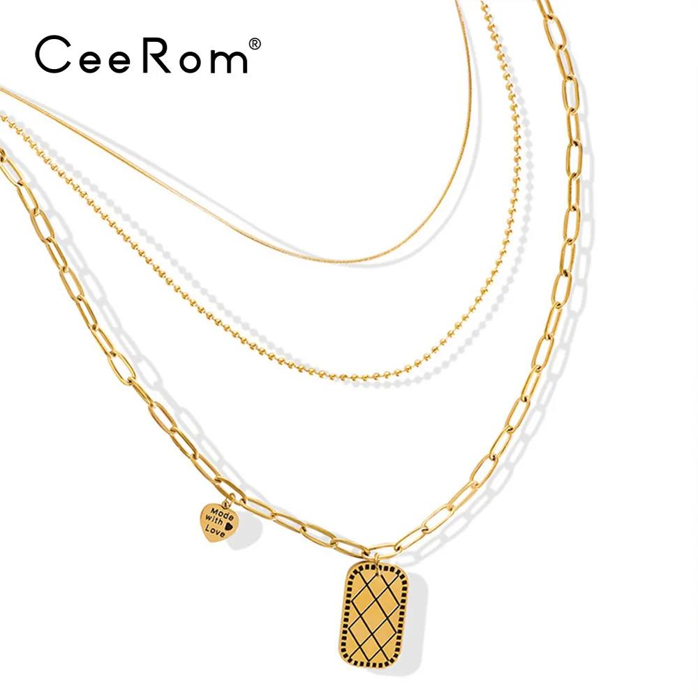 

Цепочка-чокер CeeRom в стиле панк для женщин, ожерелье золотого цвета с подвеской геометрической формы из нержавеющей стали, бижутерия