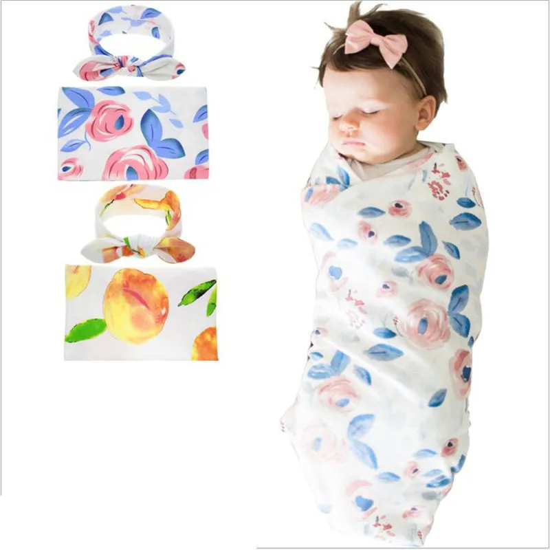 2Pcs/Set 1Baby Swaddle Blanket 2022 Swaddle Blanket Baby Sleeping Swaddle Muslin Wrap Fashion Headband