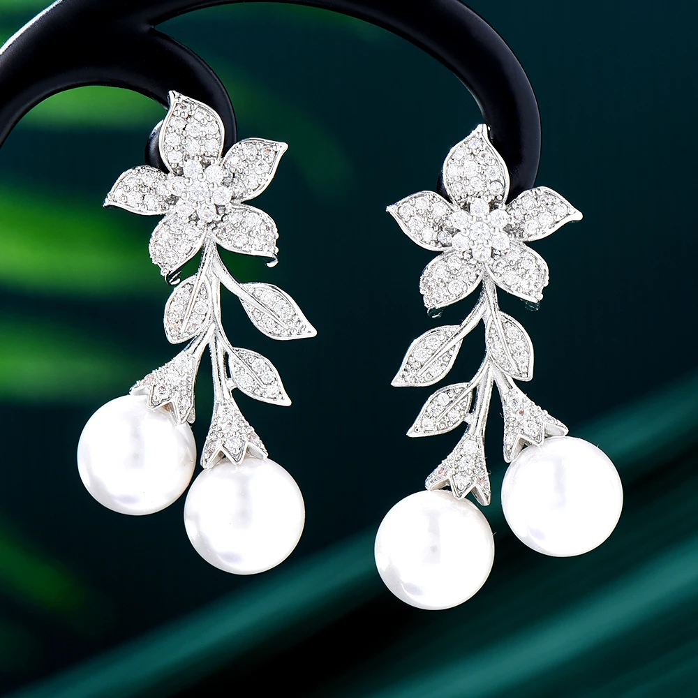 GODKI модные серьги с искусственным жемчугом и цветком для женщин богемные