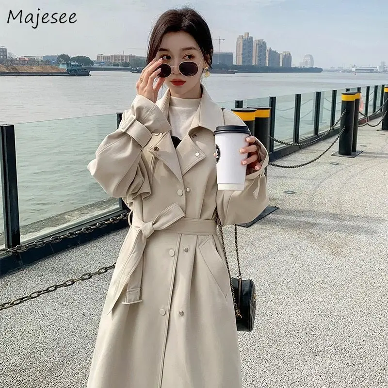 

Trench Women Hot Sale Fashion Autumn Newest Minimalist Solid Ulzzang Cozy All-match Classic Teens Lovely Basic College Vintage
