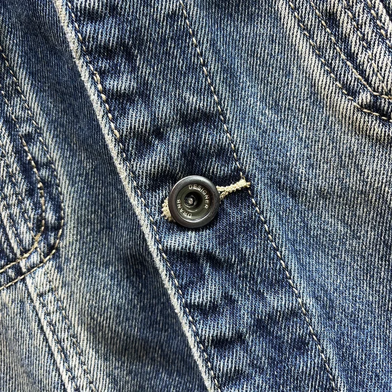 Модная мужская джинсовая куртка 2024 весна-осень американский стиль винтажная