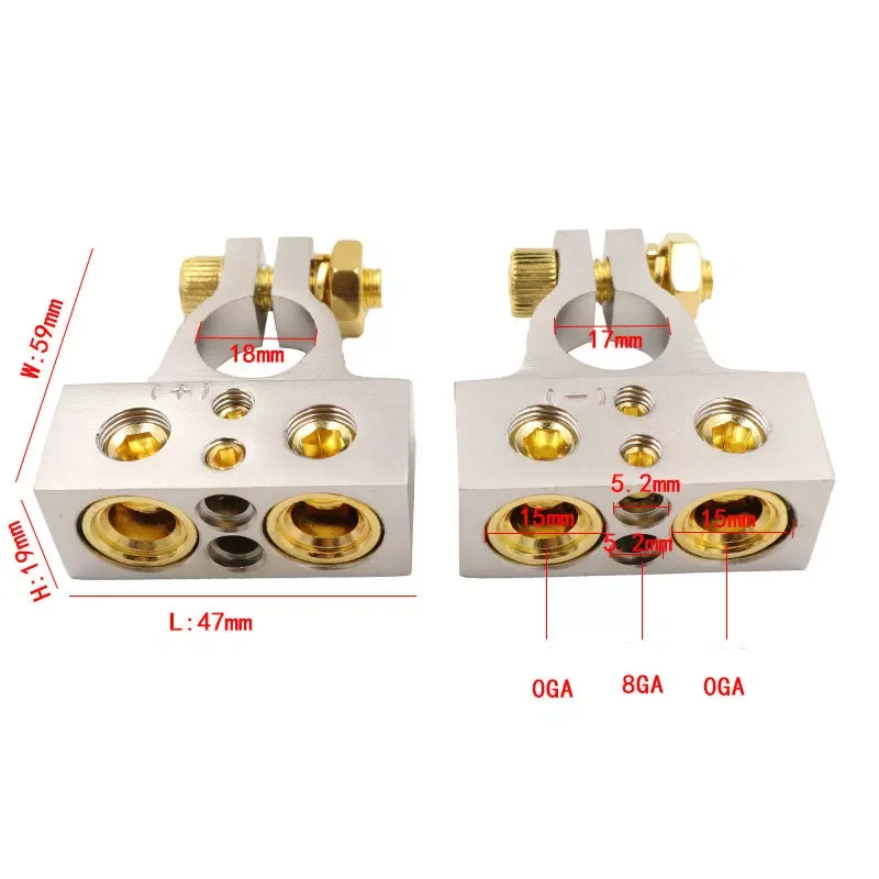 

2022 NEW2Pcs Car Battery Terminal Connectors 0/2/4/8/10 Gauge Positive Negative Auto Car Marine Battery Terminal Connectors Shim