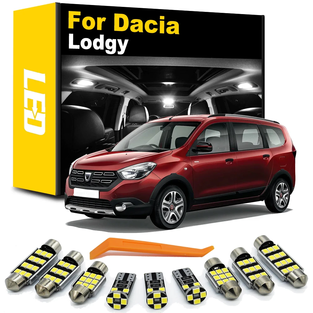 

11Pcs Car LED Interior Light Kit For Dacia Lodgy 2013 2014 2015 2016 2017 2018 2019 2020 2021 Dome Map Trunk Reading Canbus