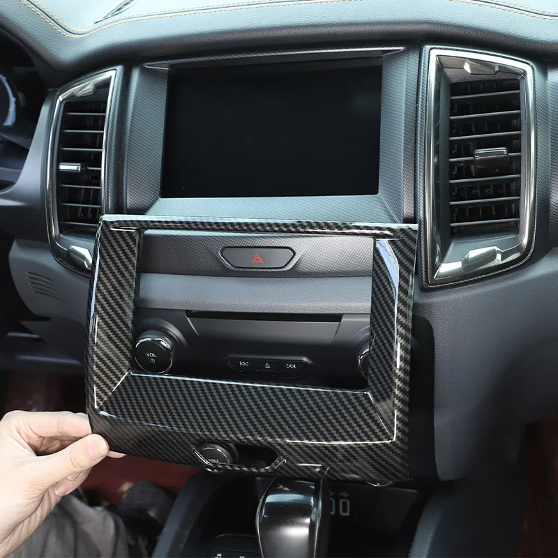 For For Ford Ranger Wildtrak 2015-2022 ABS Carbon Fiber Car Center Control Navigation Decorative Frame Sticker Car Accessories