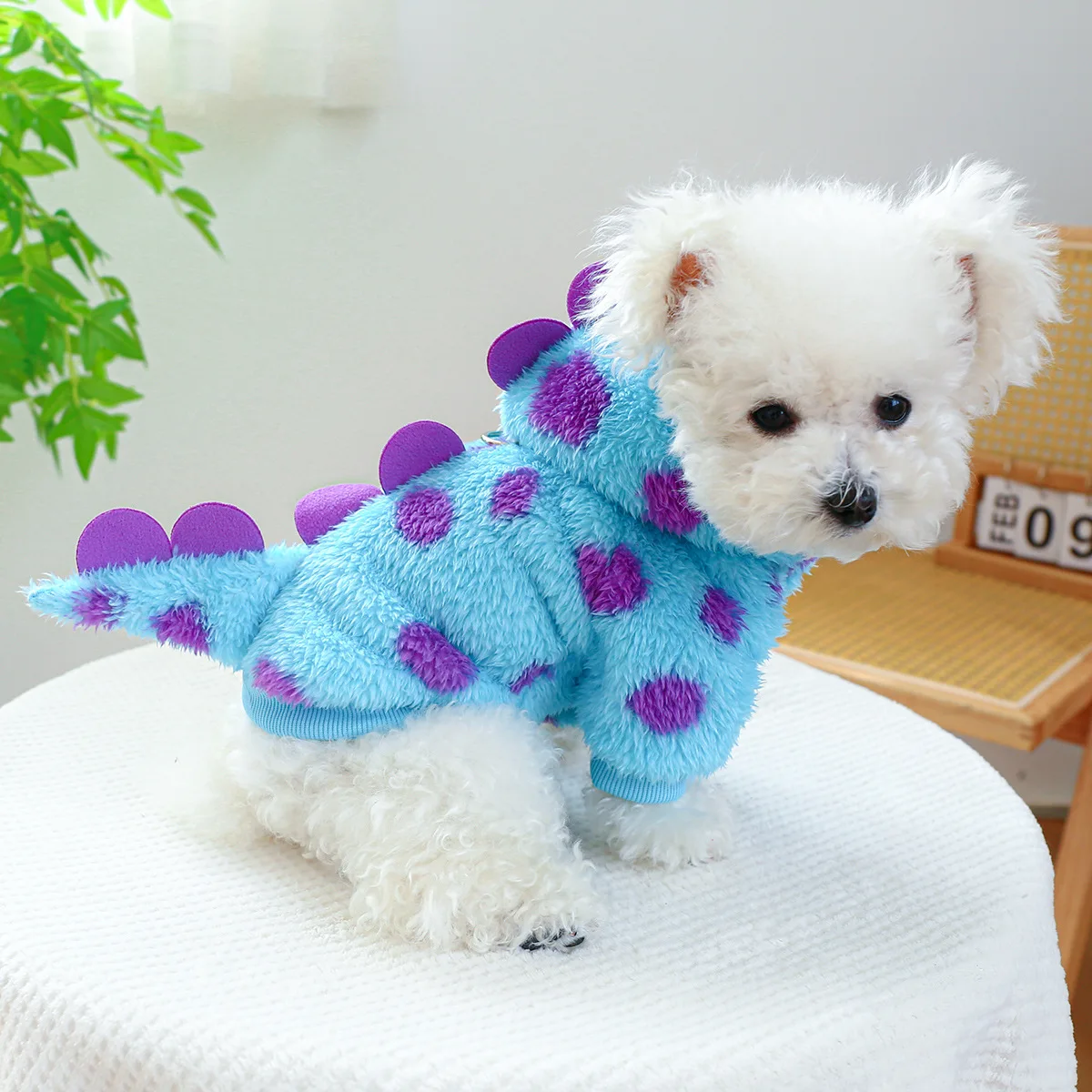 

Dog Clothing Plush Insulation Autumn and Winter Dog Sweater Cute Dinosaur Style Sweater Small and Medium-sized Pet Clothing