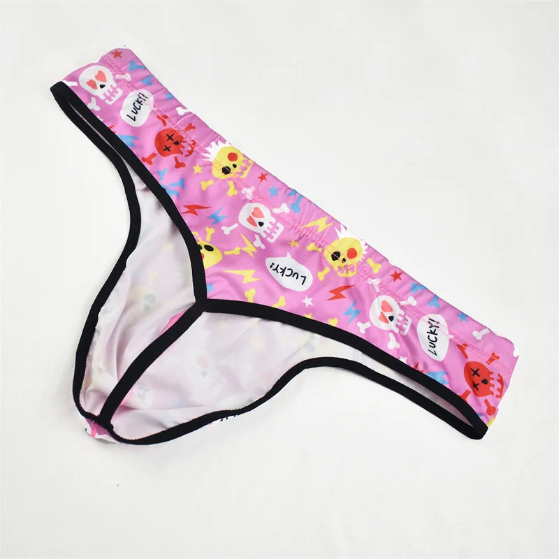 4PCS Men Underwear Thongs Breathable Men's Panties Fashion Print Thongs Underpants Underwear Simple Comfortable G-String Tanga