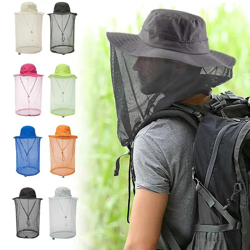 

Outdoor Mosquito Head Net Hat Hiking Fishing Sun Bee Bug Mesh Face Mask Beekeeping Tools Sunshade Neck Head Cover