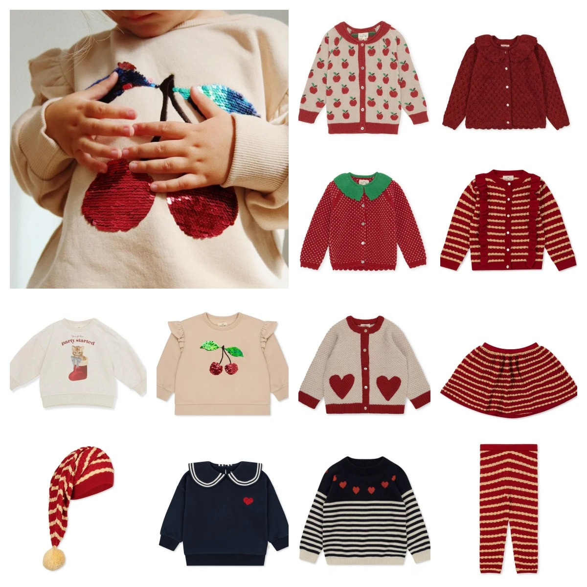

Winter 23 KS Christmas Kids Girls Knitted Cardigan Baby Boys Girls Pullover Sweatshirts Lace Fleece Sweater and Skirt Outfit Set
