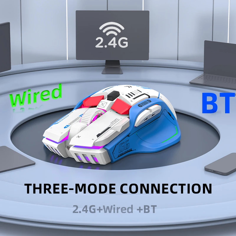 Бесшумная Проводная трехрежимная Bluetooth-мышь 2 4 ГГц с одним кликом на рабочий стол