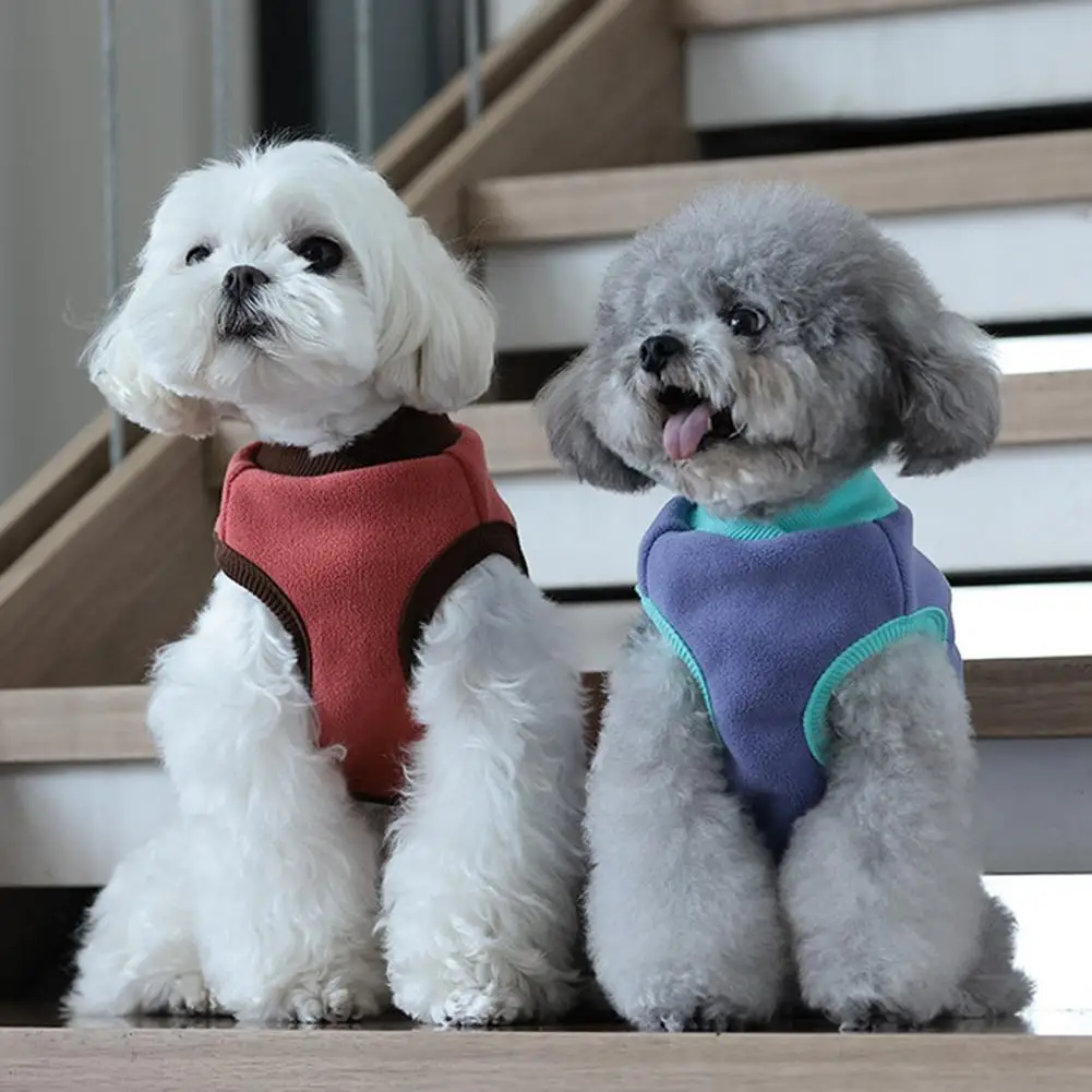 

Wear-resistant Pet Vest Coat Washable Polyester Collision Color Fleece Sense Vest Sleeveless Pet Vest for Puppy