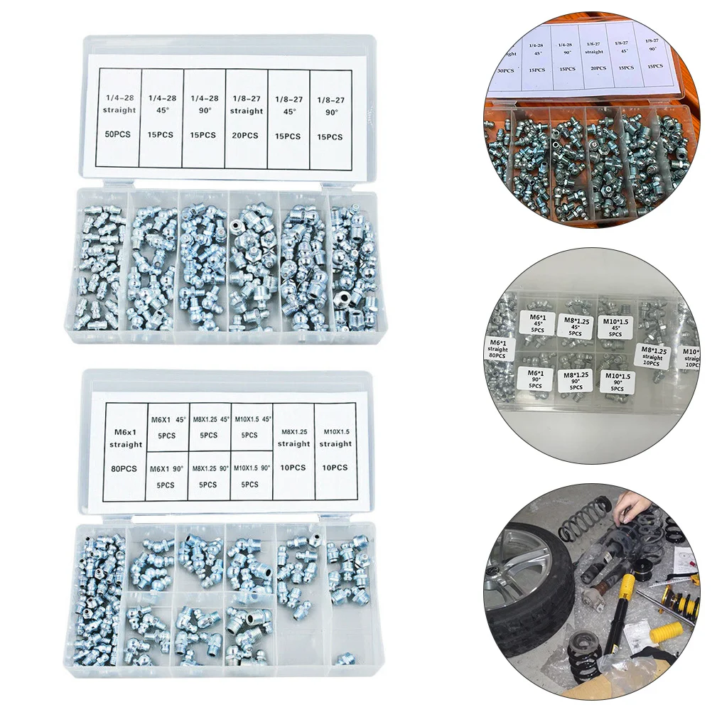 

260Pcs Sturdy Portable Grease Mouth Hydraulic Grease Fitting Grease Assortment