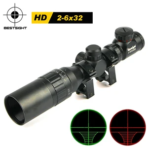 Охотничий прицел Bestsight 2-6x32, прицел для винтовки с красной и зеленой точкой, для наружного оптического прицела