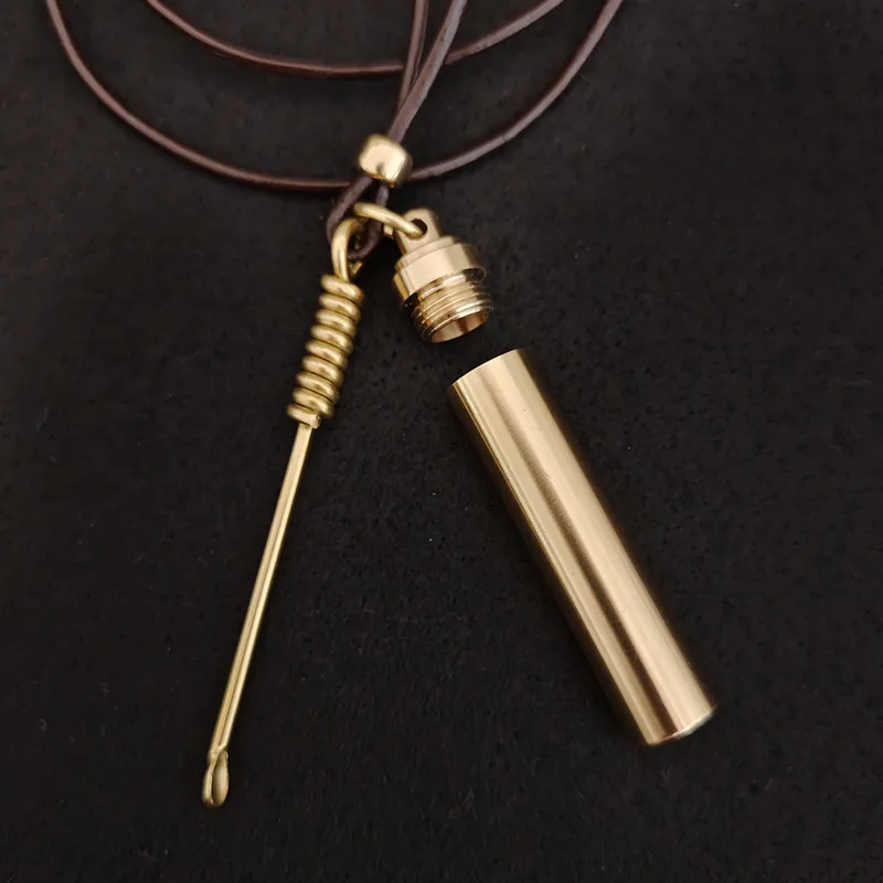 Brass Locket Necklace Mini Spoon With Bottle Pendant Ashes Pendant Save Love Urn Jar Vial Wax Tool Cigarette Accessories Necklac