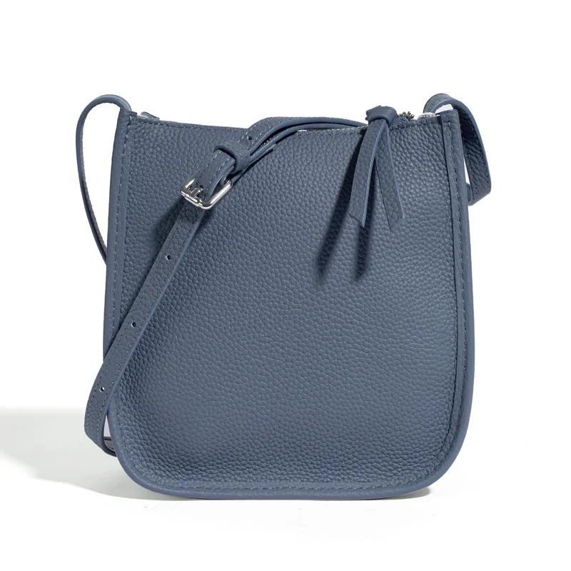 

Simple Fashion Exquisite Soft Comfortable Full Grain Lychi Pattern First Layer Cow Leather Crossbody Versatile Lady Bucket Bag
