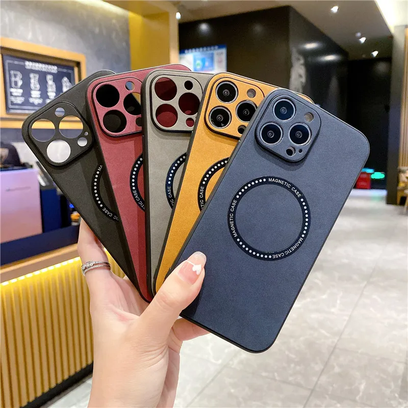 

10Pcs Leather Magnetic Macsafe Case for Magsafe IPhone 14 Plus 13 12 11 Pro Max XS XR X 14Pro 13Pro Wireless Charging Cover