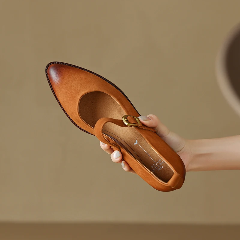 

Женские туфли-лодочки из натуральной овечьей кожи, длина 22-2023 см