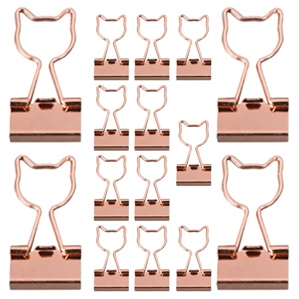 

15 Pcs Office Binder Colored File Clips Adorable Paper Rose Gold Dovetail Holder Metal Paperclip Student Folders