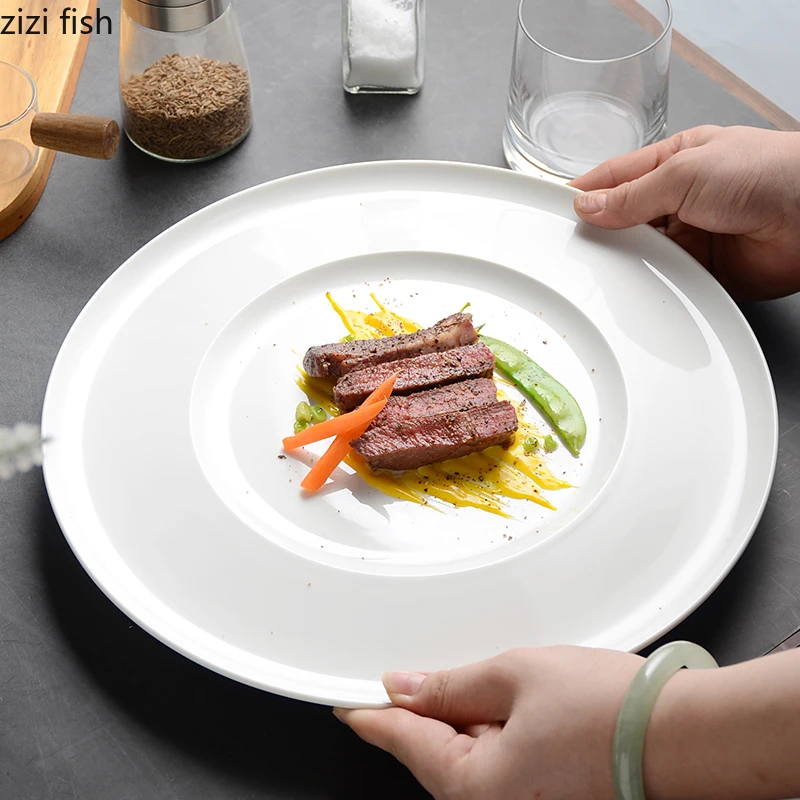 

Креативная круглая керамическая тарелка для макаронных изделий, блюдо для готовки, домашняя кухня, однотонная посуда для сашими, суши, столовая посуда для десертов