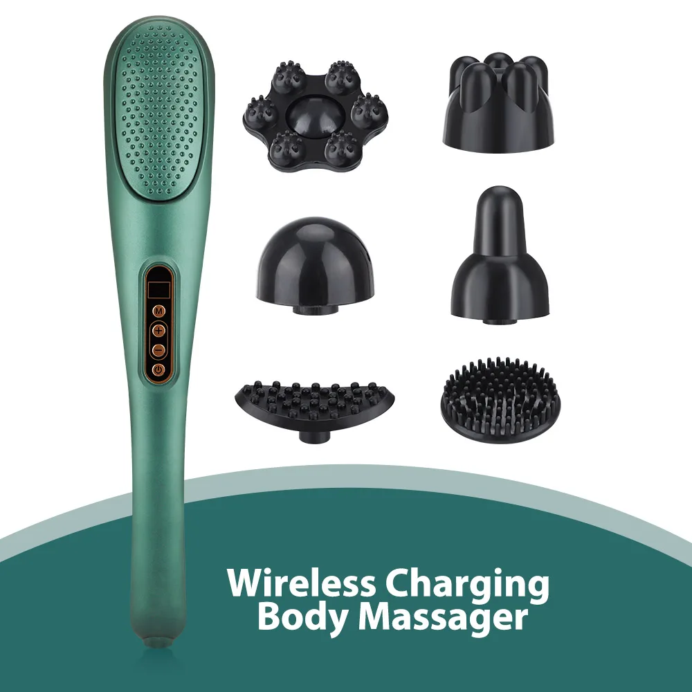 

6 in 1 Electric Full Body Muscle Massage Stick Rechargeable Infrared Heating Shock Wave Hammer Wireless Handheld Body Massager
